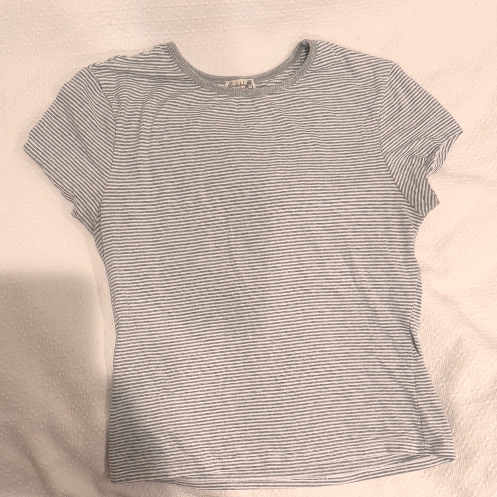 Free People Striped Grey Tee